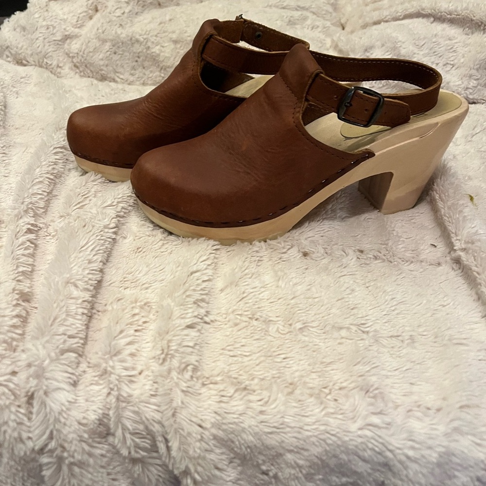 Sven nu buc halter high heel clogs.